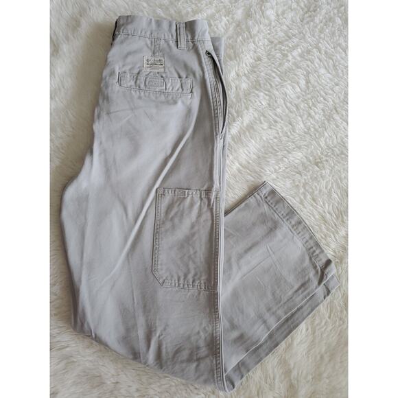 Columbia ROC Canvas Utility Pants Khaki Mens 32x30 100% Cotton AM8142 - Picture 1 of 8